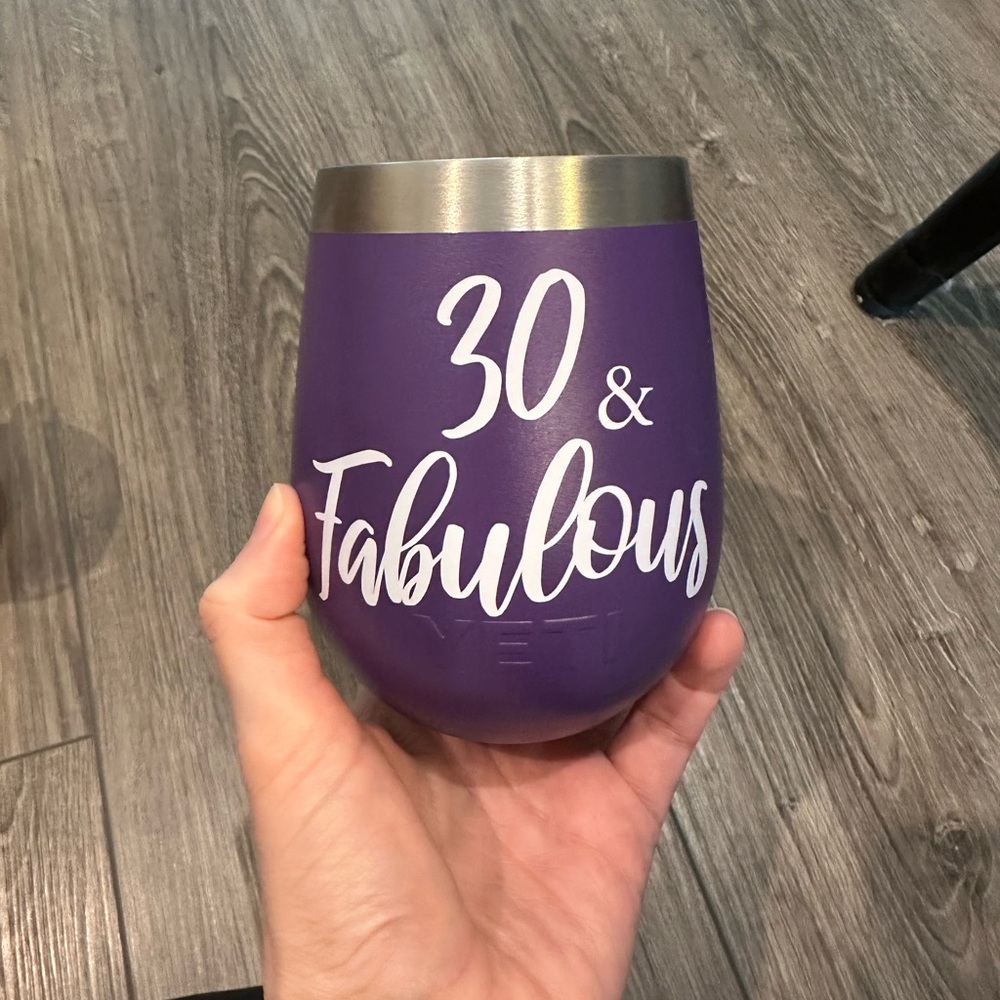 Yeti Purple Tumbler with White Script